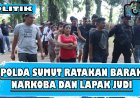 Polda Sumut Bakar dan Ratakan Gubuk Narkoba Hingga Judi di Kutalimbaru