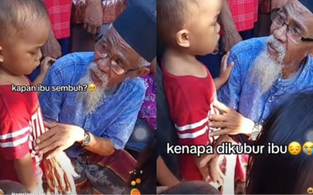 Viral Momen Balita Hadir di Proses Pemakaman Ibunya, Reaksi Sang Anak Bikin Pilu