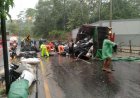 Rem Blong, Truk Angkut Kabel Terguling di JLS, Satu Orang Tewas