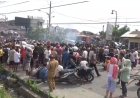 Emak-emak Blokir Jalan Lintas Depan Polsek Pancur Batu, Minta 6 Warga yang Ditangkap Dilepas