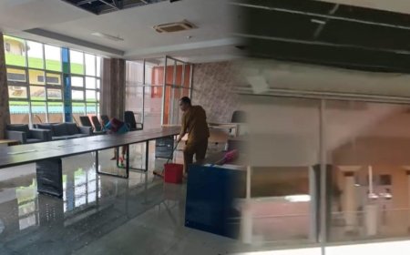 Baru Dua Tahun Plafon Kantor DPRD Kota Binjai Jebol, Dibangun dengan Anggaran Rp 45 Miliar