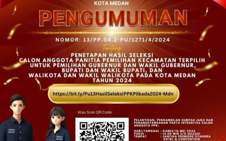 KPU Medan Umumkan 105 PPK Terpilih untuk Pilgub Sumut dan Pilkada Medan 2024