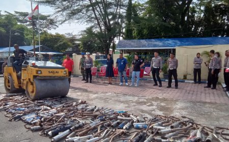 Ratusan Knalpot Brong Dimusnahkan Satlantas Polres Binjai