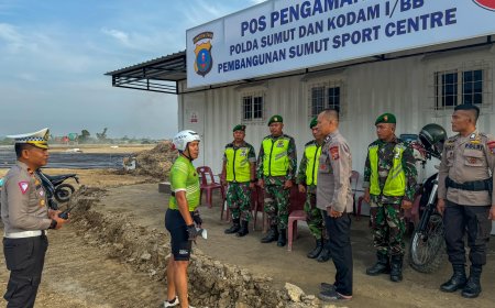 Sembari Bersepeda, Wakapolda Sumut Tinjau Perkembangan Pembangunan Sport Centre