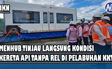 Menteri Perhubungan (Menhub) Budi Karya Sumadi melihat langsung keberadaan kereta otonom tanpa rel (Autonomous Rail Transit/ART) di pelabuhan peti kemas Kaltim Kariangau Terminal (KKT), Balikpapan Barat, Kalimantan Timur.