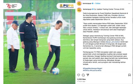 Sambangi Pusat Pelatihan Sepakbola, Jokowi: Training Center Mulai Digunakan September 2024
