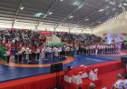 Penonton di GOR Binjai Kepanasan saat Pertandingan Gulat PON XXI, Layar Monitor di Media Center Padam