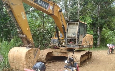 Satu Excavator di Lokasi PETI Aek Nabara Ditertibkan Polhut KPH IX