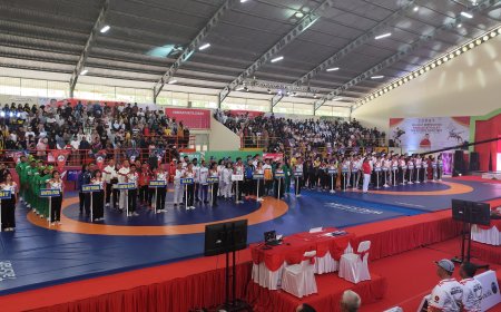 Penonton di GOR Binjai Kepanasan saat Pertandingan Gulat PON XXI, Layar Monitor di Media Center Padam