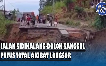 Jalan Sidikalang-Dolok Sanggul Putus Total Akibat Longsor, Warga Terisolasi