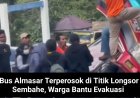 Mobil Bus Almasar Terperosok di Titik Longsor Sembahe, Warga Bantu Evakuasi Penumpang