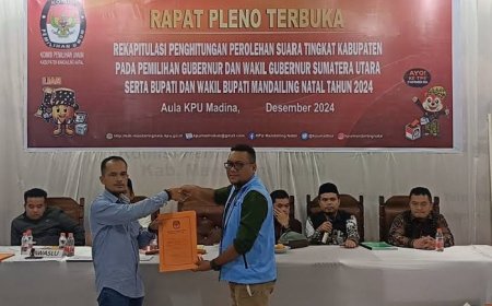 Selisih 941 Suara, KPU Madina Umumkan Saifullah-Atika Raih Kemenangan di Pilkada Madina 2024