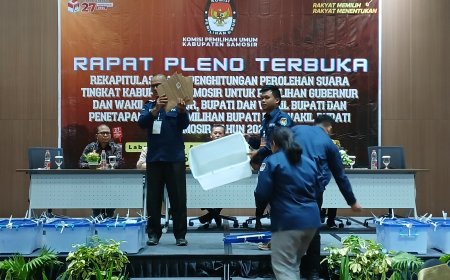 KPU Samosir Gelar Rapat Pleno Terbuka Rekapitulasi Hasil Penghitungan Suara Pilkada 2024