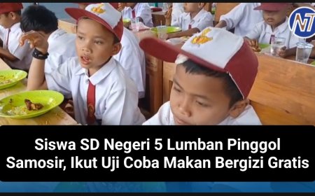 Siswa SD Negeri 5 Lumban Pinggol Samosir, Ikut Uji Coba Makan Bergizi Gratis