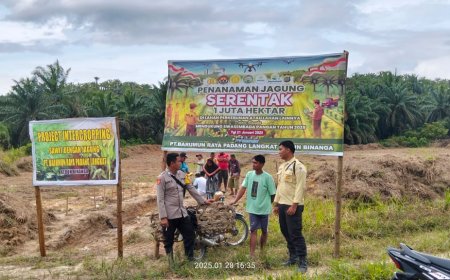 Bhabinkamtibmas Polsek Barteng Cek Lahan Ketahanan Pangan di Lokasi Kebun PT Barapala