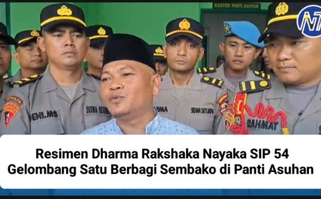 Resimen Dharma Rakshaka Nayaka SIP 54 Gelombang Satu Berbagi Sembako di Panti Asuhan