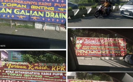 Papan Bunga Ucapan Terima Kasih KPK Tangkap Topan Ginting Berjajar di Karya Wisata Johor
