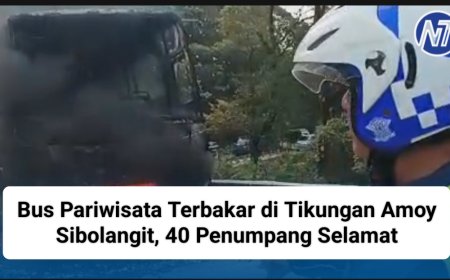 Bus Pariwisata Terbakar di Tikungan Amoy Sibolangit, 40 Penumpang Selamat