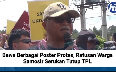 Bawa Berbagai Poster Protes, Ratusan Warga Samosir Serukan Tutup TPL
