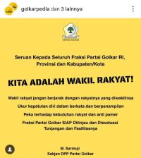 Partai Golkar Keluarkan Maklumat: Anggota DPR RI hingga DPRD Jangan Berjarak dengan Rakyat