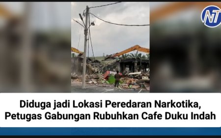 Tim Gabungan Terpadu Forkopimda Sumut kembali merobohkan Tempat Hiburan Malam (THM) Cafe Duku Indah (CDI) yang berada di Namorube Julu, Kecamatan Kutalimburu, Kabupaten Deli Serdang, Jumat (15/8/2025). (Foto: Hendra/nusantaraterkini.co).