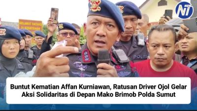 Buntut Kematian Affan Kurniawan, Ratusan Driver Ojol Gelar Aksi Solidaritas di Depan Mako Brimob Polda Sumut