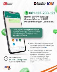 Mulai 1 September 2025, KAI Sumut Ubah Nomor WhatsApp Contact Center KAI121