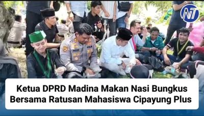 Ketua DPRD Madina Makan Nasi Bungkus Bersama Ratusan Mahasiswa Cipayung Plus