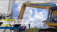 Dinas PUPR Samosir Lakukan Perbaikan Jalan di Jembatan Binangaron yang Putus