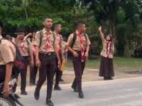 Polisi Siswa SMAN 4 Kisaran Laksanakan Pengaturan Lalulintas Jam Masuk dan Pulang Sekolah