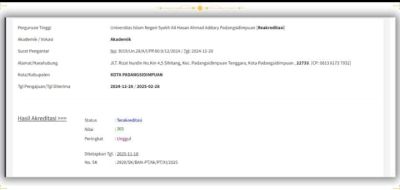 Raih Akreditasi Unggul dari BAN -PT, UIN Syahada Padangsidimpuan Komit Terus Berkembang
