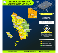 Waspada! Sebagian Besar Sumatera Utara Diprediksi Dilanda Hujan Lebat Disertai Petir Pagi Ini ​