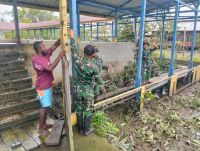Satgas Yonif 123/Rajawali Perkuat Sinergi dengan Masyarakat Papua Lewat Karya Bakti Serentak