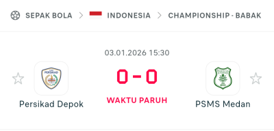 Persikad Depok dan PSMS Medan Berbagi Angka di Paruh Pertama