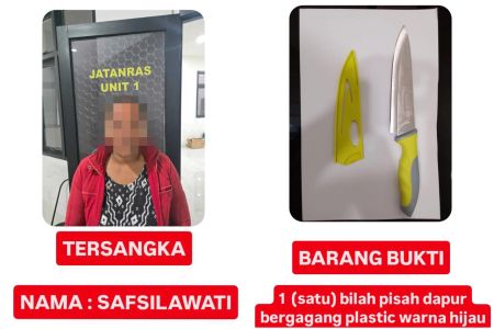 Wanita Penusuk Pria di Kertapati Ditangkap, Polisi Sita Pisau Dapur Sepanjang 30 Cm