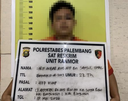 Gasak Motor Pelajar di Palembang, Pemuda 22 Tahun Diringkus Polisi