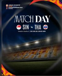 AFF U19 2026: Kick Off 20.00 WIB di Teladan, Berikut Starting 11 Singapura vs Thailand