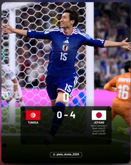 Piala Dunia 2026: Jepang Tampil Perkasa, Gilas Tunisia 4-0 Tanpa Balas