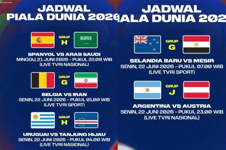 Jadwal Siaran Langsung Piala Dunia 2026 Malam dan Dini Hari Nanti