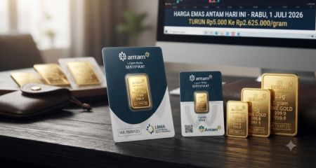 Harga Emas Antam Hari Ini 1 Juli 2026: Turun Rp5 Ribu ke Rp2.625.000 per Gram