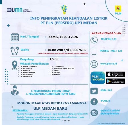 PLN Padamkan Listrik Selama Tiga Jam Besok