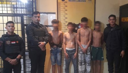 Respon Cepat Laporan 110, Tim Macan Polres Belawan Tangkap 4 Remaja Pelaku Tawuran