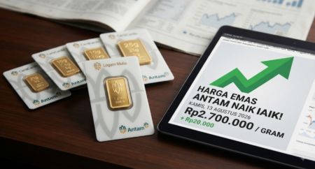 Harga Emas Antam 13 Agustus 2026 Naik Rp20.000 Menjadi Rp2.700.0000