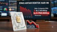 Harga Emas Antam Rontok Hari ini, Turun Rp18.000 ke Rp2.750.000