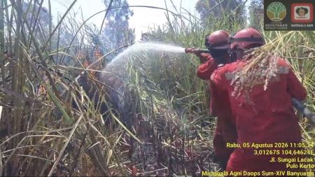 Tim Gabungan Padamkan 0,75 Hektar Karhutla Lahan Mineral di Pemulutan Ogan Ilir