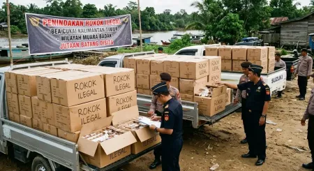 Bea Cukai Gagalkan Peredaran 2,3 Juta Batang Rokok Ilegal di Kutai Kartanegara