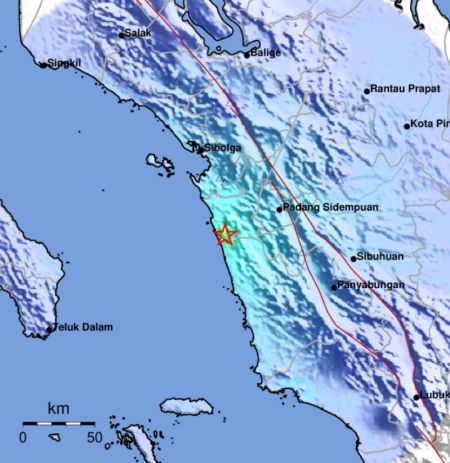 Tapteng hingga Gunungsitoli Diguncang Gempa Bumi Magnitudo 4.9