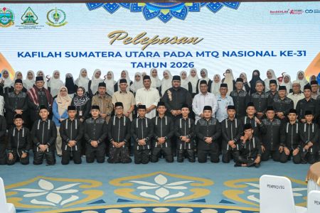 Sebanyak 90 Orang Kontingen Kafilah Sumut Resmi Dilepas ke MTQ Nasional 2026 di Semarang