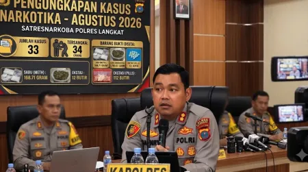 Polres Langkat Ungkap 33 Kasus Narkoba Selama Agustus, 34 Tersangka Diamankan