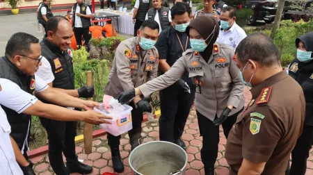 Polres Langkat Musnahkan Barang Bukti Ratusan Gram Sabu, Ganja dan Ekstasi: 54.457 Jiwa Terselamatkan